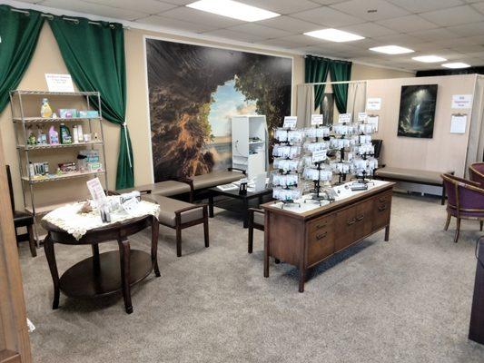 In our showroom, we offer a wide selection of frequency health options as well as essential oils and a number of supplements.