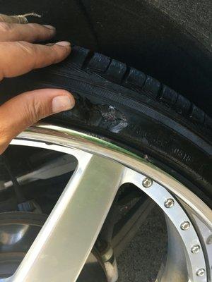 Damage tire done by the mechanic