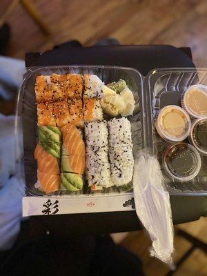 Shrimp Tempura Roll, California Roll, Philly roll