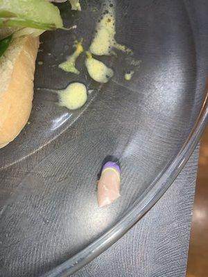 This is a fake fingernail that was in my turkey sandwich. I almost swallowed it!