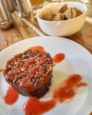 Kahlua Chocolate Pecan Cake with Coffee Ice Cream