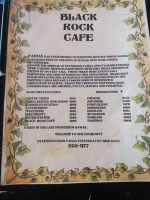 Menu: Black Rock Cafe