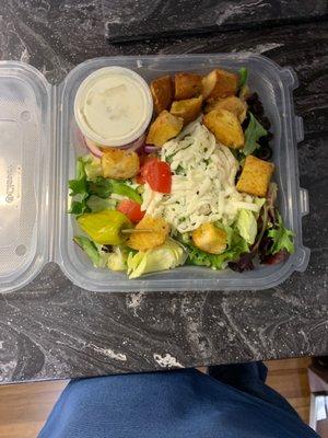 This is a picture of one of the salads that they gave me.