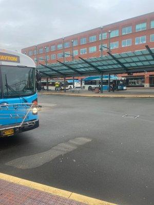 Buses at the downtown transit center in Salem Oregon