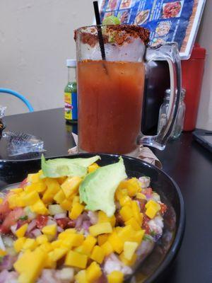 Mango Ceviche De Camaron & Michelada