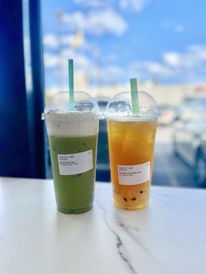 Salted Milk Foam Green Thai Tea and Passion Fruit Green Tea