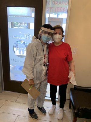 It's very hard to work with all those protection , face shield, two layers of masks and ... THANK YOU DR. MARCY