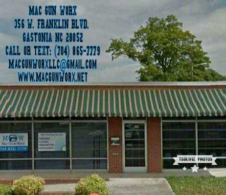 MAC GUN WORX LLC. conveniently located on the corner of Franklin Blvd. (Hwy.74) and Chester St. (Hwy.321) in Downtown Gastonia.