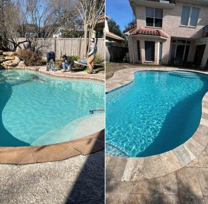 Pool Remodeling in Katy, TX, before and after