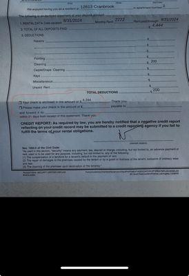 - Amount I was suppose to receive was: $4,644 - Amount the document says is: $4244 - The actual check that came was: $2,200