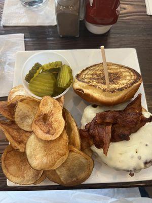 Burger and homemade fries