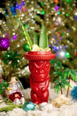 North Pole Punch - Bourbon, Overproof rum, dark Jamaican rum, creme de banana, lime juice, maple syrup, cinnamon