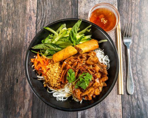 Grilled Pork Vermicelli with eggrolls