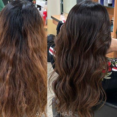 Before and After | Natural Balayage Ombré And Haircut by Amy