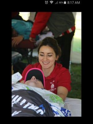 Working with athletes at the Hartford Marathon