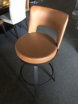 H: 41 1/2" W: 17" D: 17" Seat Height: 30" This barstool is fully customizable with an inviting round swiveled seat and firm backrest.