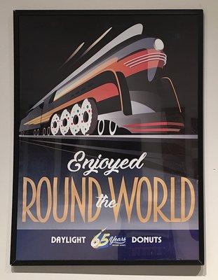 Nostalgic wall poster--one of several. Note wheels.