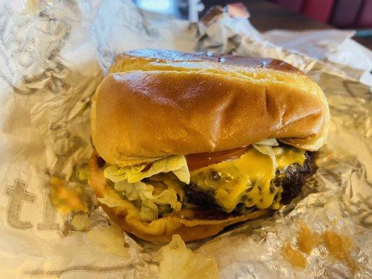 There Waygu burger overcooked and dry