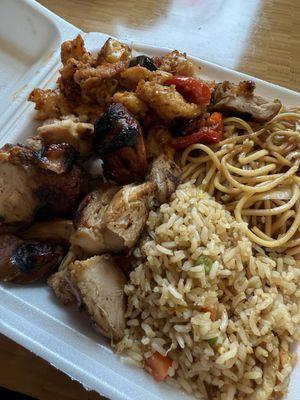 Chicken kung pao and teriyaki