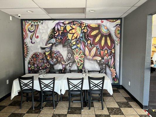 Fun murals throughout the restaurant.