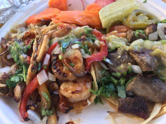 Plethora of tacos. Carnitas, Camarones, Lengua