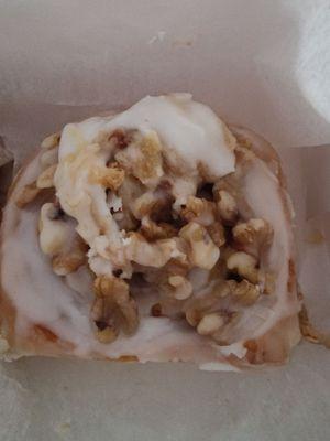 Walnut topped cinnamon roll