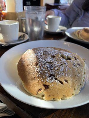 Chocolate Chip Banana Pancakes (held on the banana)