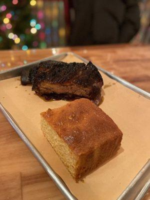 Beef ribs and corn bread