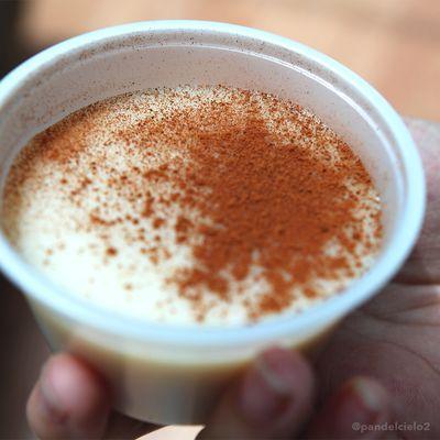 Coconut Pudding topped with cinnamon powder. Nuestro tembleque hecho de coco con polvo de canela