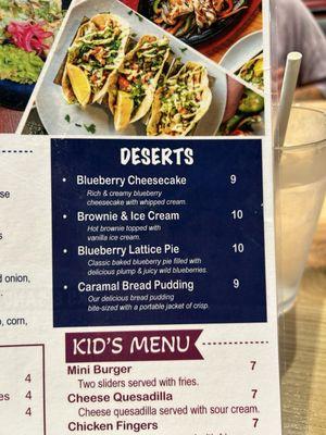 Dessert menu spelled wrong lol