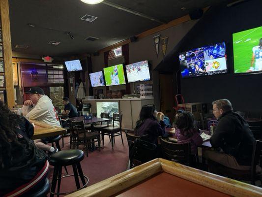 Televisions throughout the bar.