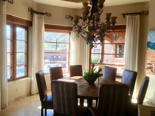 Sheer panels in a Southwest Dining  room