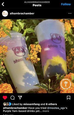 Come try our fresh milk purple yam! Flowers not included.