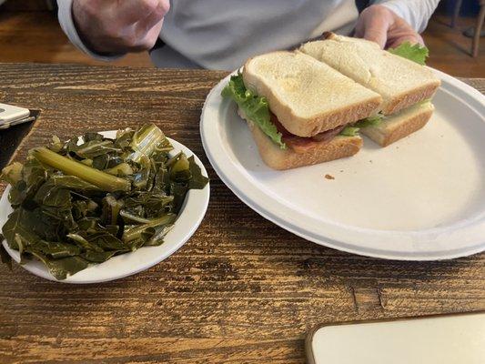 Southern club sandwich and fresh greens