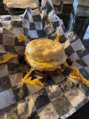 Sausage egg and cheese biscuit - wonderful and soft