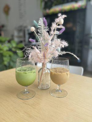 Matcha Latte, Bee Keeper and dried arrangement