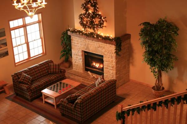 Fireplace in the lobby