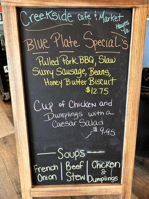 This evenings Blue Plate specials!!  Aug 23,2024