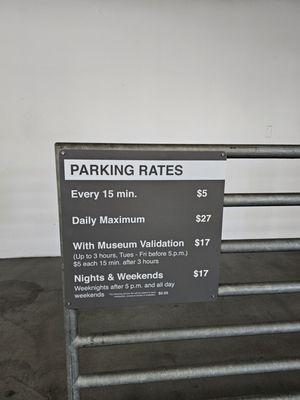 Parking Rates as of 10/24