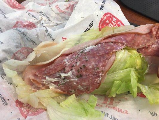 Seriously, Jimmy Johns??  You used the hard white lettuce leaves on a lettuce wrap sandwich. SMH.