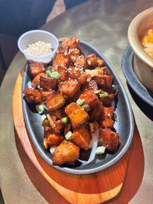 Spicy pork skins