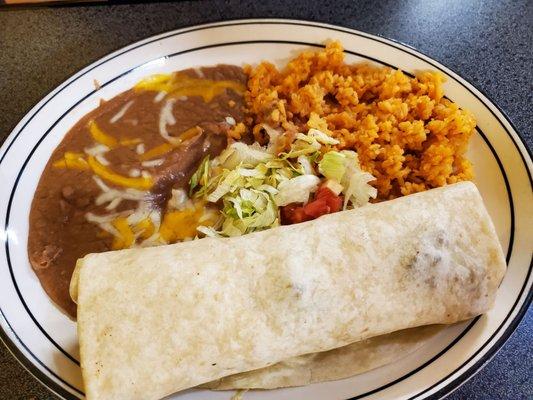 Carne Asada Burrito w/beans & rice on the side