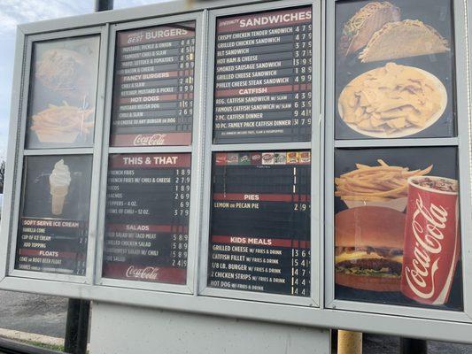 Drive through menu