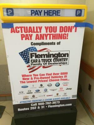 Free parking thanks to Flemington car & truck country!! #grateful