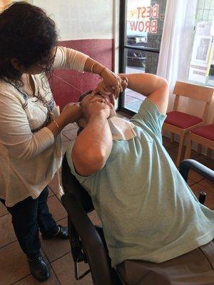 Shean Nassin getting his eyebrows threaded!