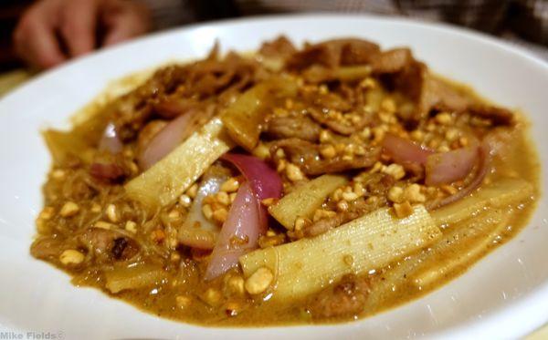 Pork Stew served over glass noodles