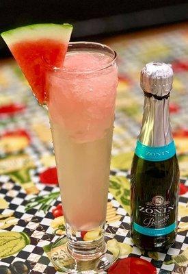 Prosecco over watermelon slushie