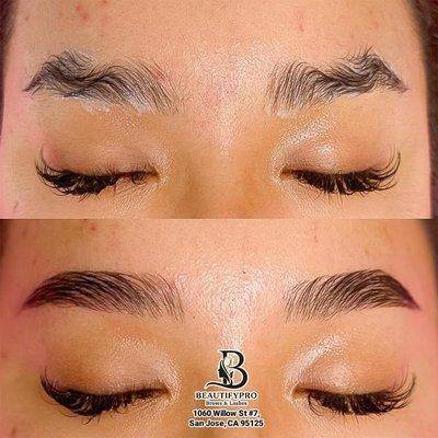 Brow Lamination: Achieve those perfect, fluffy brows
that frame your face beautify full shape of brows . Last up to 6 weeks