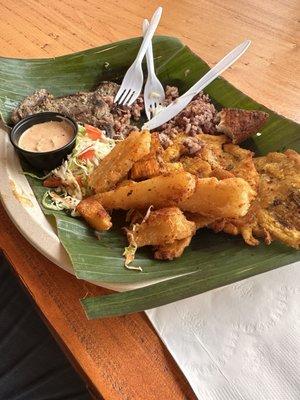 Mostly eaten Carne asada Fritanga plus Yucca Fries