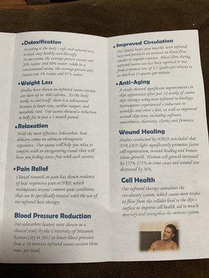 Infrared Sauna Pamphlet